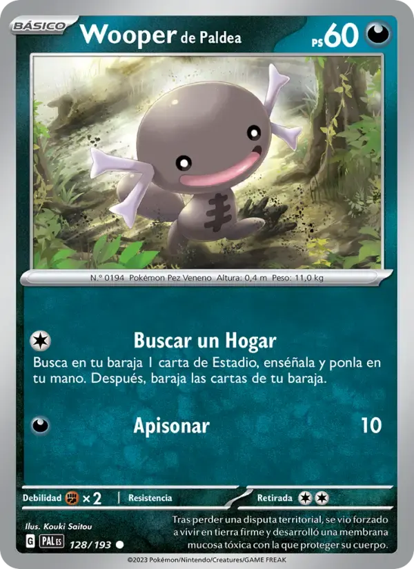 Wooper de Paldea — Evoluciones en Paldea 128 Spanish Pokémon card
