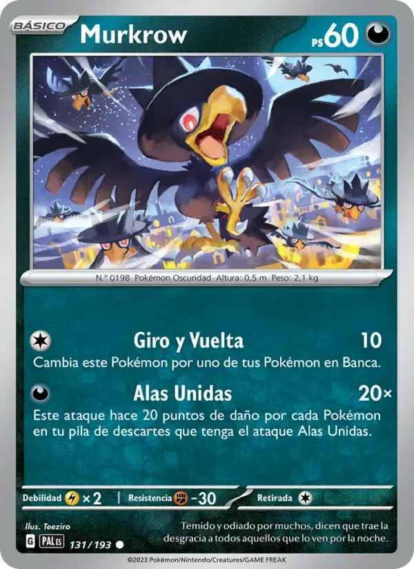 Murkrow — Evoluciones en Paldea 131 Spanish Pokémon card