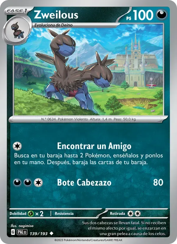 Zweilous — Evoluciones en Paldea 139 Spanish Pokémon card
