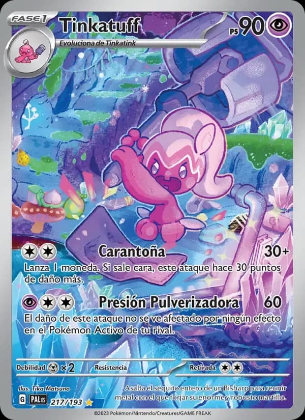 Tinkatuff — Evoluciones en Paldea 217 Spanish Pokémon card