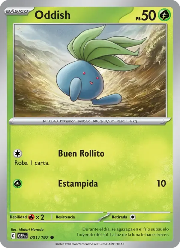 Oddish — Llamas Obsidianas 1 Spanish Pokémon card
