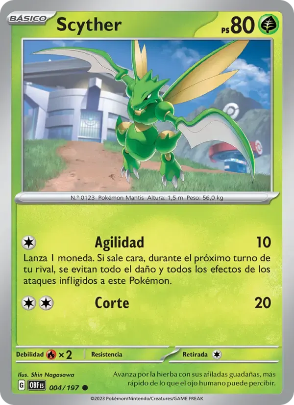 Scyther — Llamas Obsidianas 4 Spanish Pokémon card