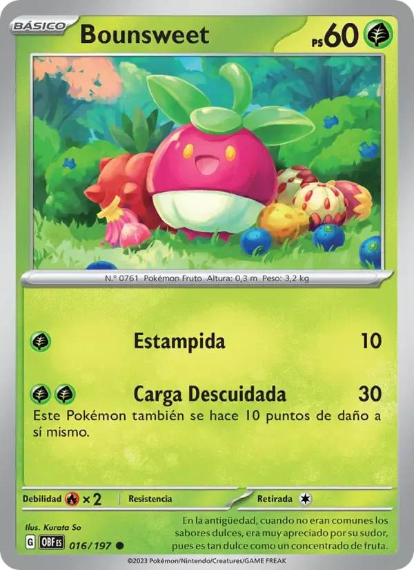 Bounsweet — Llamas Obsidianas 16 Spanish Pokémon card