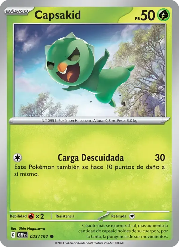 Capsakid — Llamas Obsidianas 23 Spanish Pokémon card