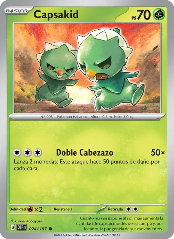 Capsakid — Llamas Obsidianas 24 Spanish Pokémon card