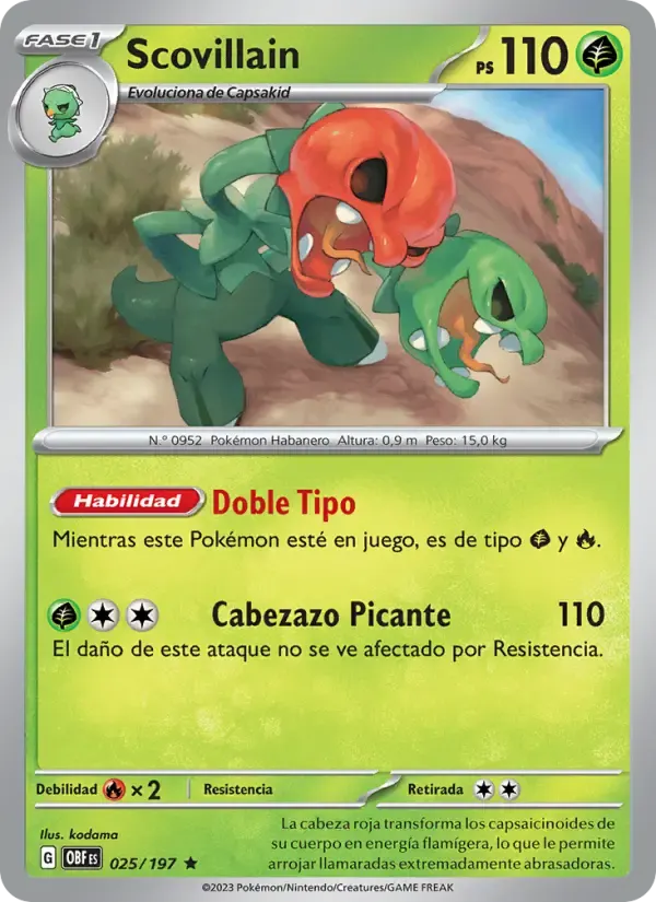 Scovillain — Llamas Obsidianas 25 Spanish Pokémon card