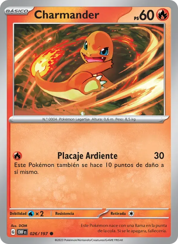 Charmander — Llamas Obsidianas 26 Spanish Pokémon card