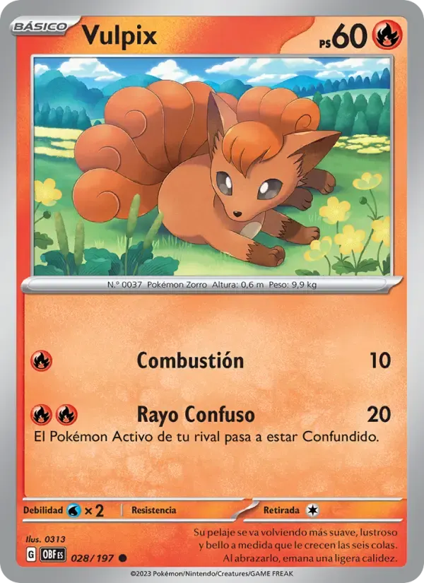 Vulpix — Llamas Obsidianas 28 Spanish Pokémon card