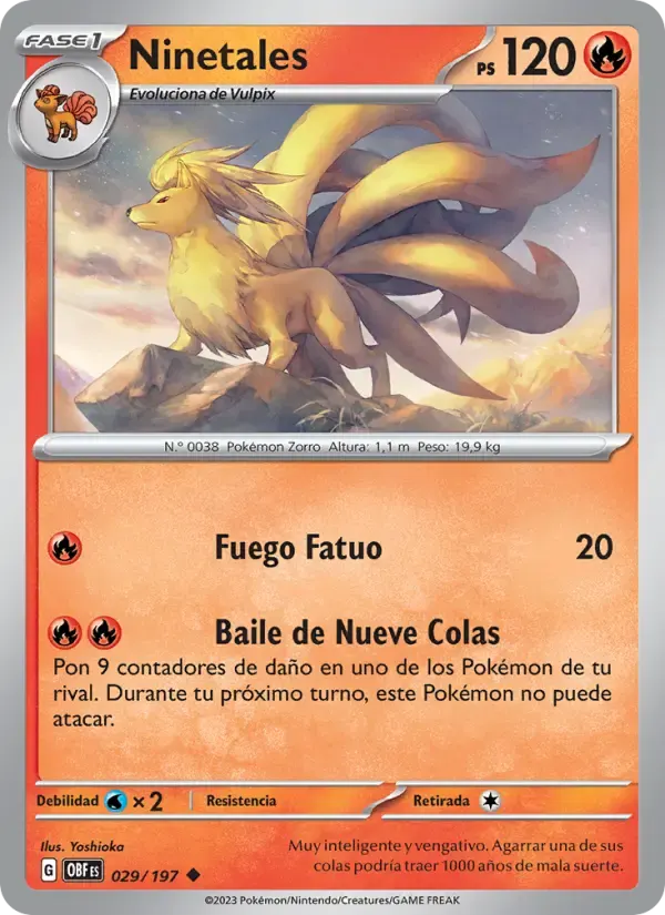 Ninetales — Llamas Obsidianas 29 Spanish Pokémon card