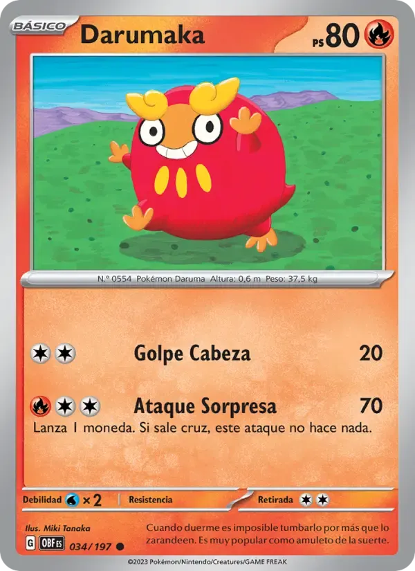 Darumaka — Llamas Obsidianas 34 Spanish Pokémon card