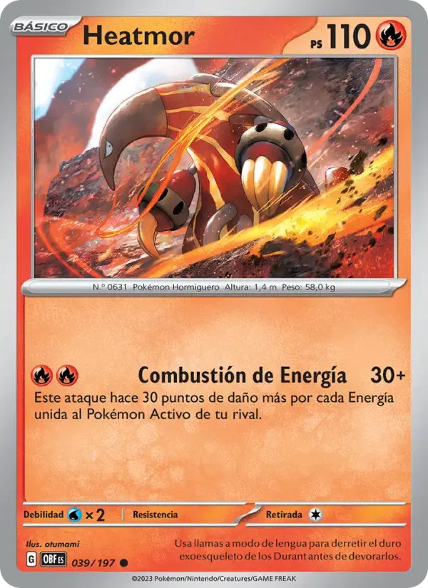 Heatmor — Llamas Obsidianas 39 Spanish Pokémon card