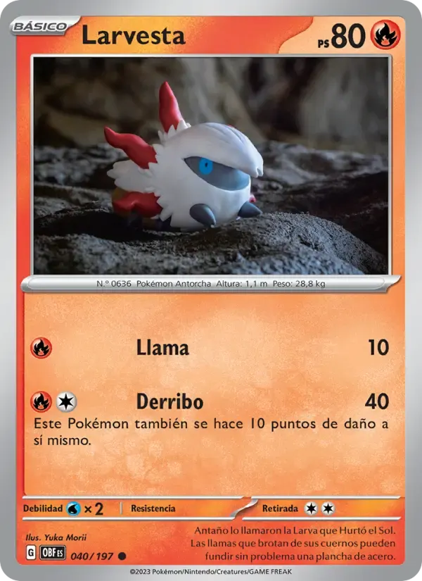 Larvesta — Llamas Obsidianas 40 Spanish Pokémon card