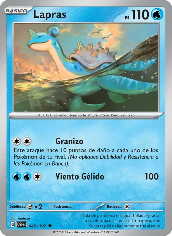 Lapras — Llamas Obsidianas 45 Spanish Pokémon card