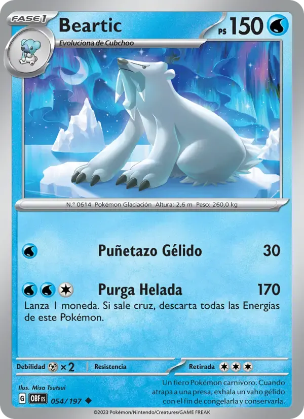 Beartic — Llamas Obsidianas 54 Spanish Pokémon card