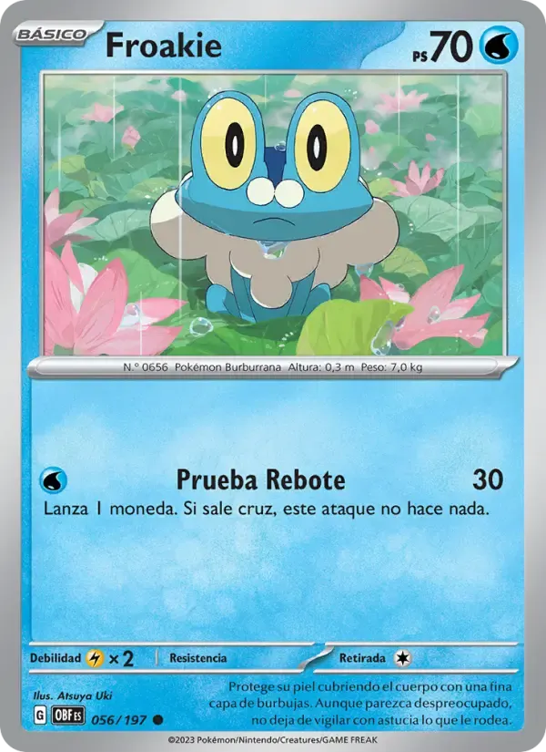 Froakie — Llamas Obsidianas 56 Spanish Pokémon card