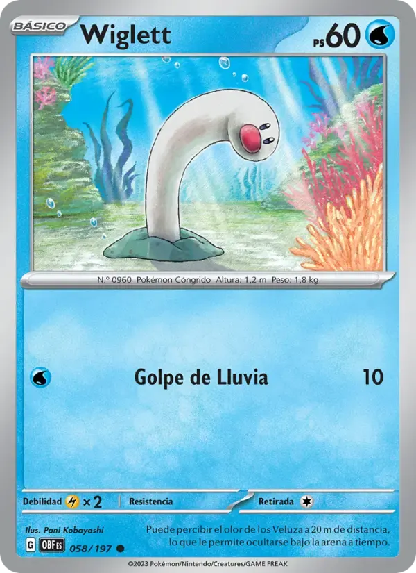 Wiglett — Llamas Obsidianas 58 Spanish Pokémon card