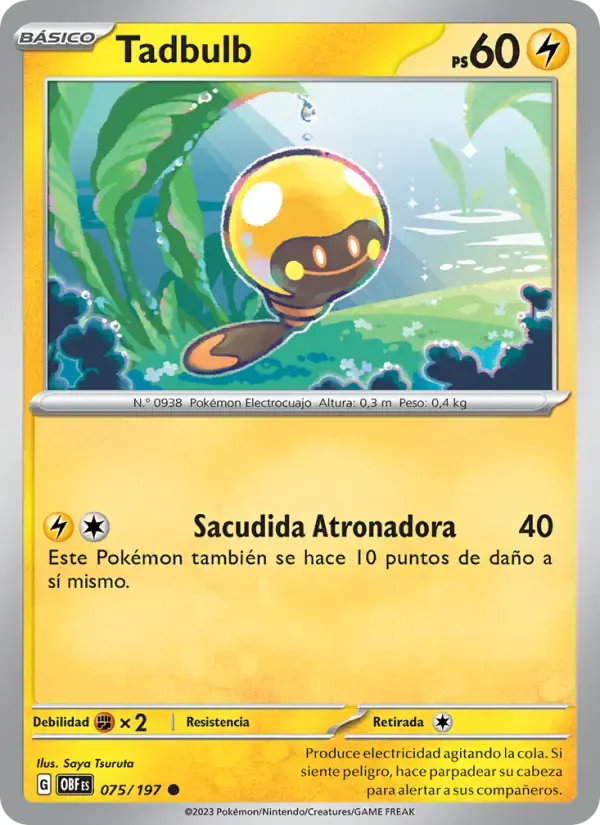 Tadbulb — Llamas Obsidianas 75 Spanish Pokémon card