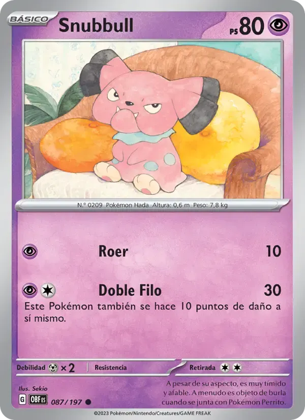 Snubbull — Llamas Obsidianas 87 Spanish Pokémon card