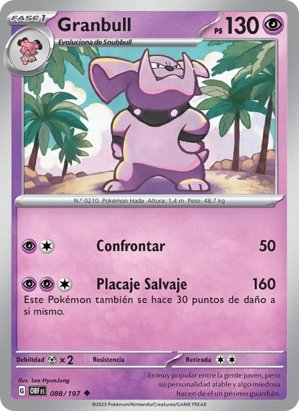 Granbull — Llamas Obsidianas 88 Spanish Pokémon card