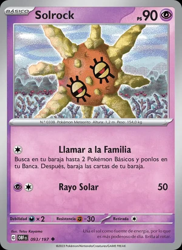 Solrock — Llamas Obsidianas 93 Spanish Pokémon card