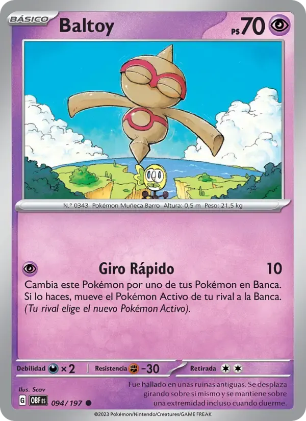 Baltoy — Llamas Obsidianas 94 Spanish Pokémon card