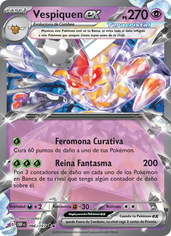 Vespiquen ex — Llamas Obsidianas 96 Spanish Pokémon card