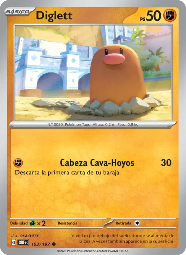 Diglett — Llamas Obsidianas 103 Spanish Pokémon card