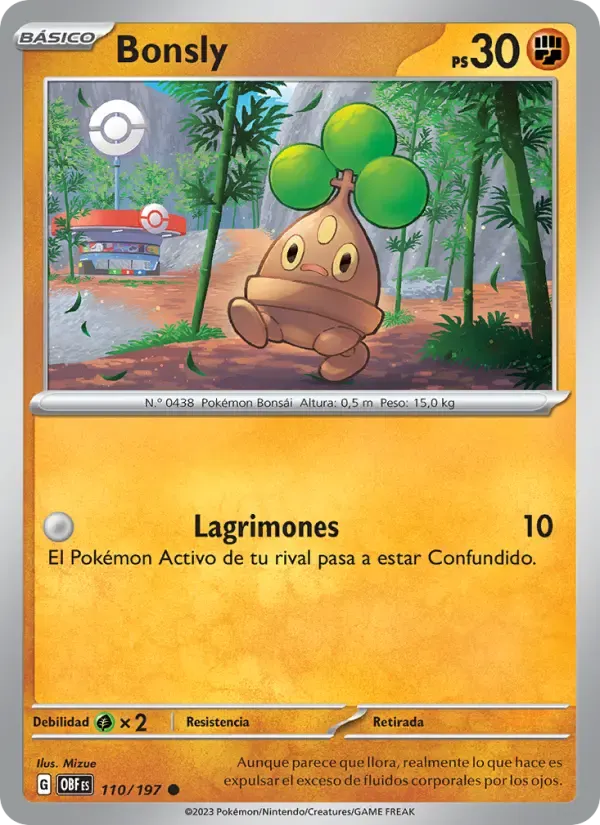 Bonsly — Llamas Obsidianas 110 Spanish Pokémon card