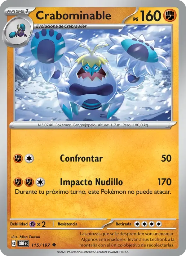 Crabominable — Llamas Obsidianas 115 Spanish Pokémon card