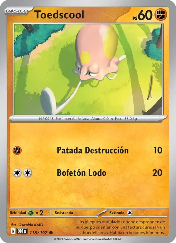 Toedscool — Llamas Obsidianas 118 Spanish Pokémon card