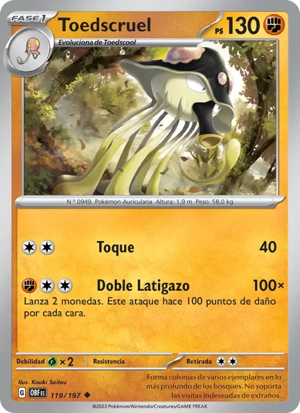 Toedscruel — Llamas Obsidianas 119 Spanish Pokémon card