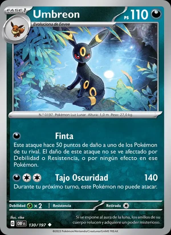 Umbreon — Llamas Obsidianas 130 Spanish Pokémon card