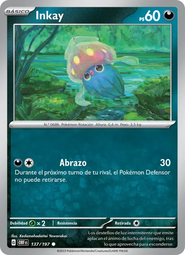 Inkay — Llamas Obsidianas 137 Spanish Pokémon card
