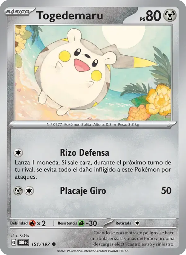 Togedemaru — Llamas Obsidianas 151 Spanish Pokémon card