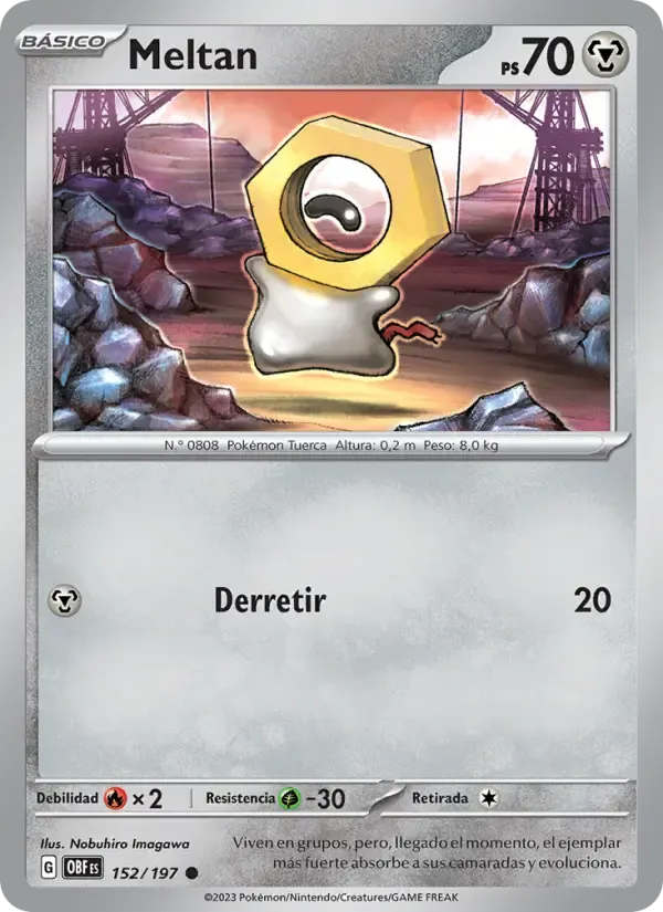 Meltan — Llamas Obsidianas 152 Spanish Pokémon card