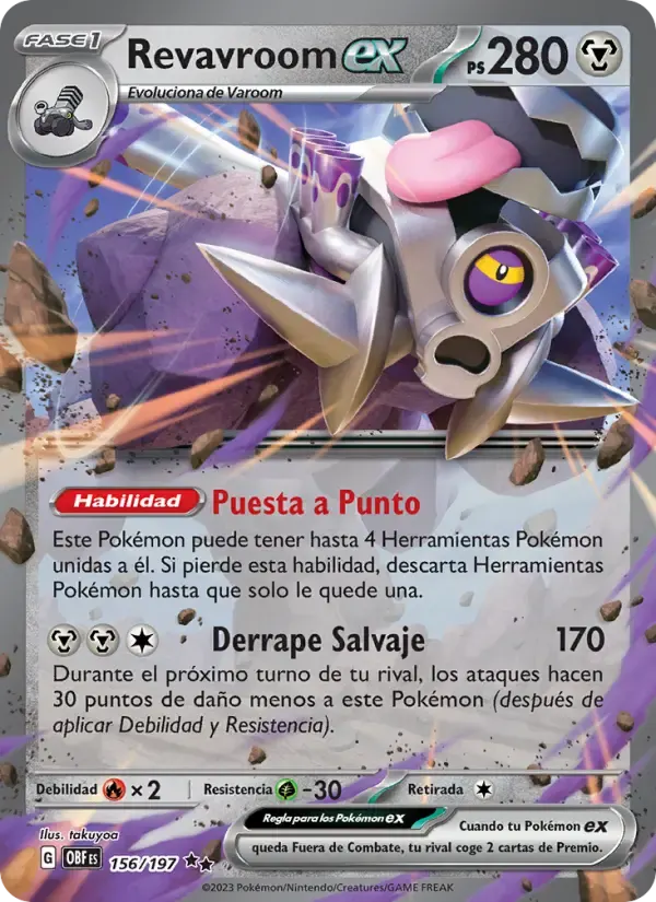 Revavroom ex — Llamas Obsidianas 156 Spanish Pokémon card