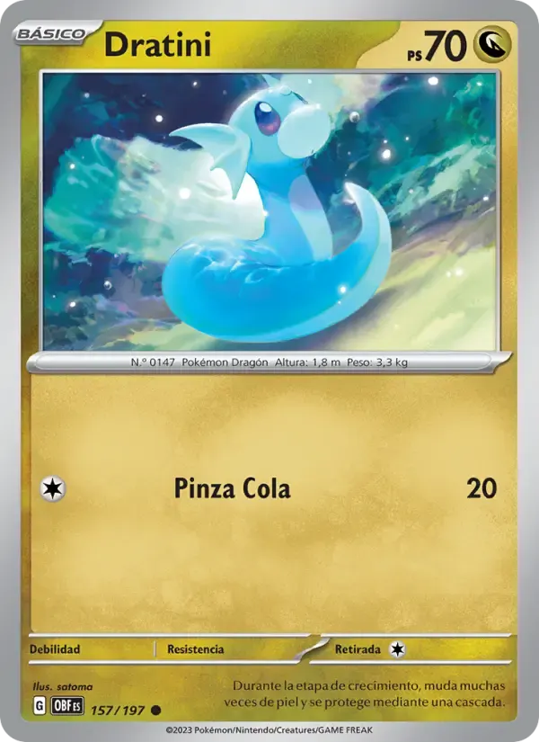 Dratini — Llamas Obsidianas 157 Spanish Pokémon card