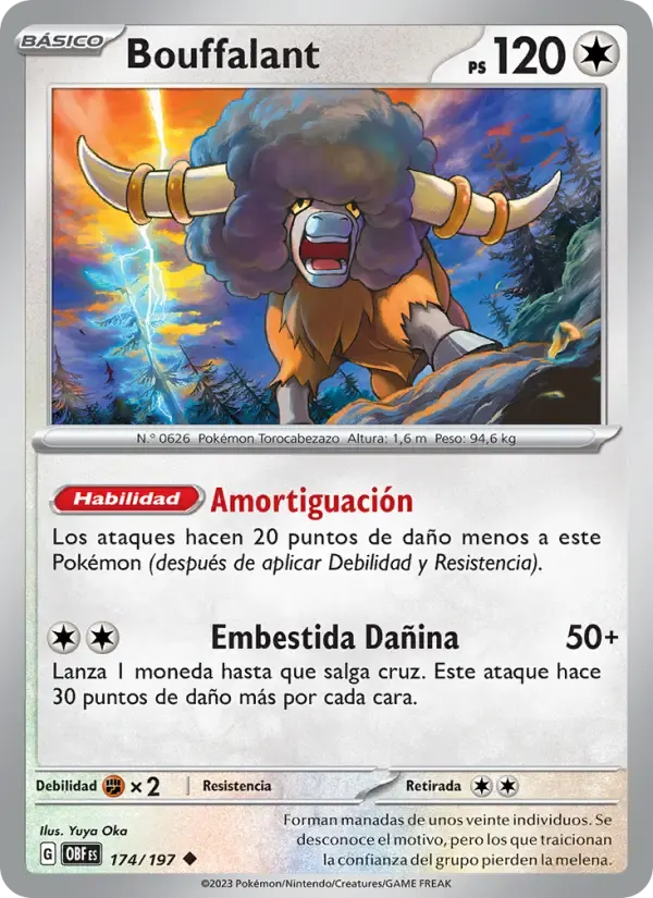 Bouffalant — Llamas Obsidianas 174 Spanish Pokémon card