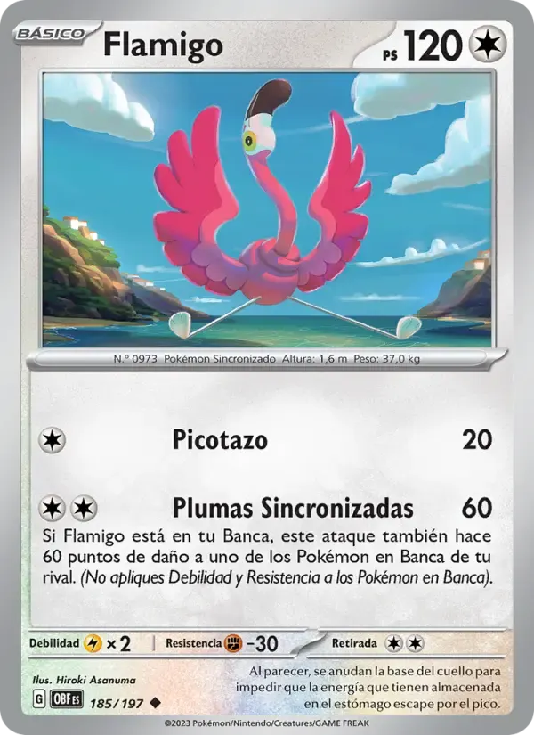 Flamigo — Llamas Obsidianas 185 Spanish Pokémon card