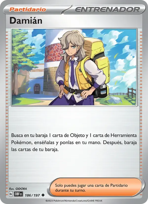 Damián — Llamas Obsidianas 186 Spanish Pokémon card