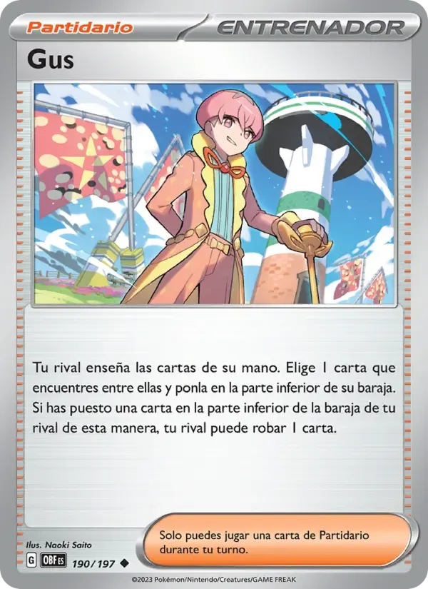 Gus — Llamas Obsidianas 190 Spanish Pokémon card
