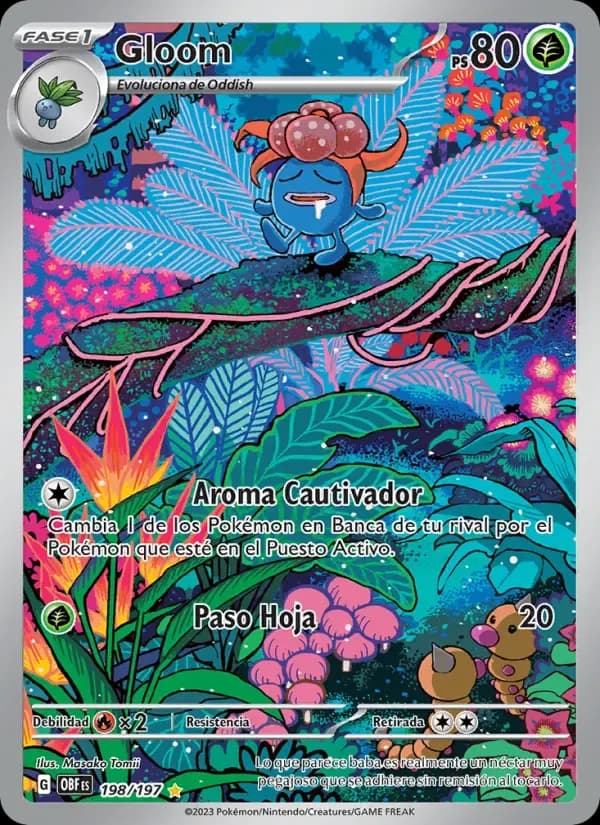 Gloom — Llamas Obsidianas 198 Spanish Pokémon card