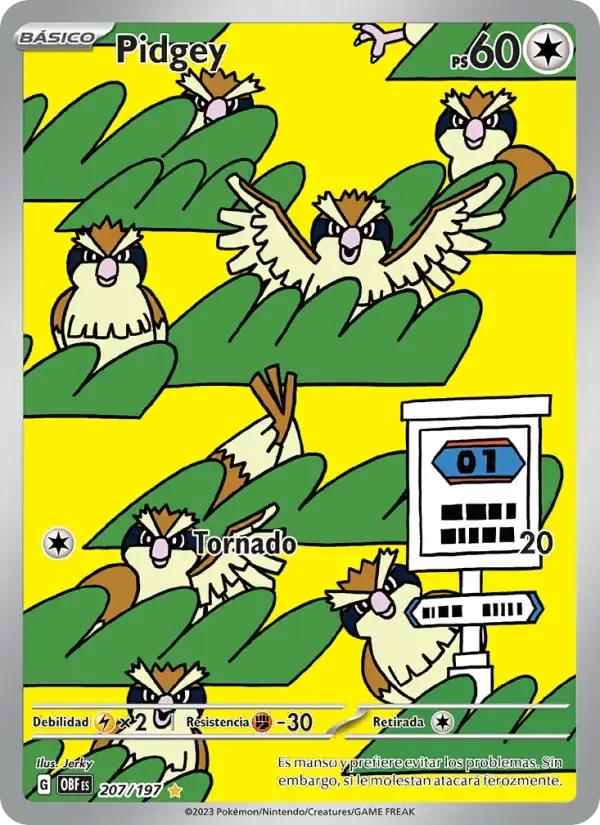 Pidgey — Llamas Obsidianas 207 Spanish Pokémon card