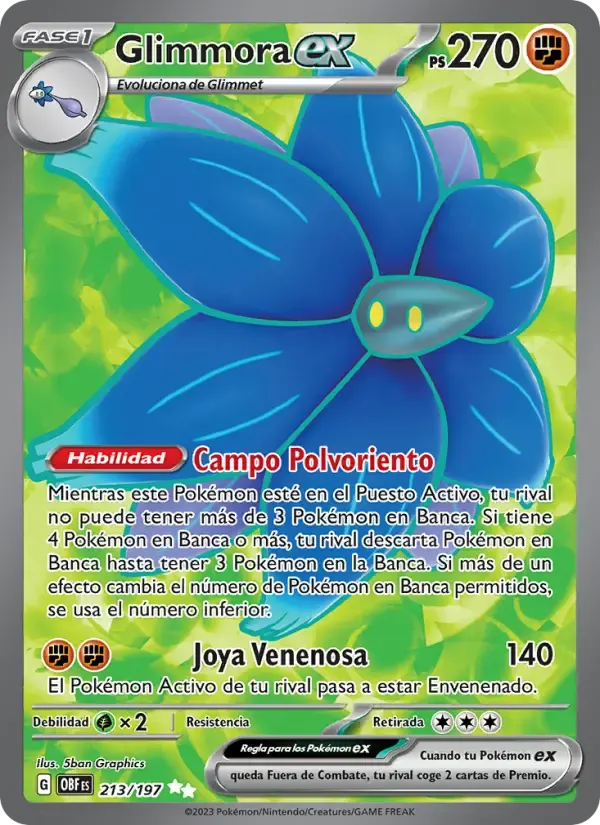 Glimmora ex — Llamas Obsidianas 213 Spanish Pokémon card