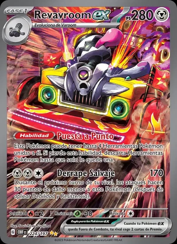 Revavroom ex — Llamas Obsidianas 224 Spanish Pokémon card