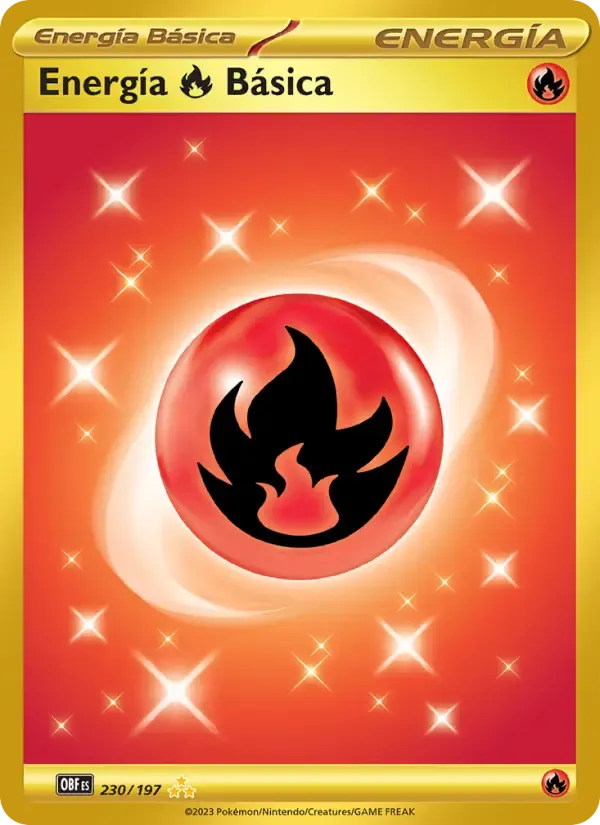 Energía Fire Básica — Llamas Obsidianas 230 Spanish Pokémon card