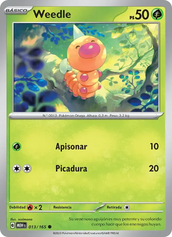 Weedle — 151 13 Spanish Pokémon card