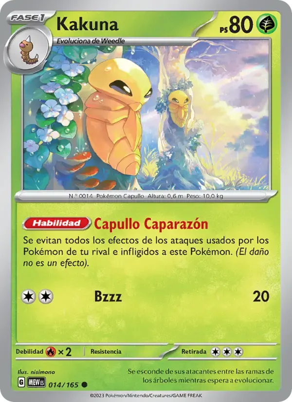 Kakuna — 151 14 Spanish Pokémon card