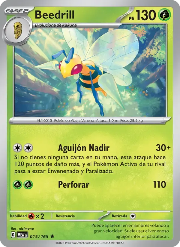 Beedrill — 151 15 Spanish Pokémon card