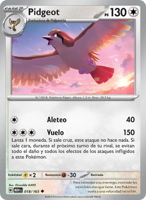 Pidgeot — 151 18 Spanish Pokémon card
